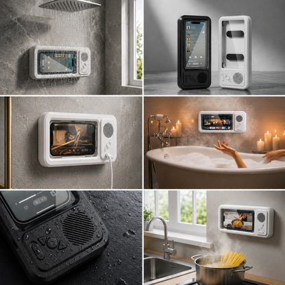 Funda de Teléfono Impermeable con Altavoz Bluetooth y Pantalla Táctil para la Ducha